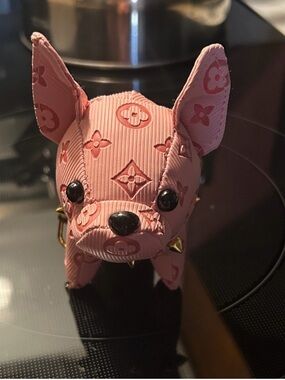Pink Designer-Inspired Dog Key & Card Holder
